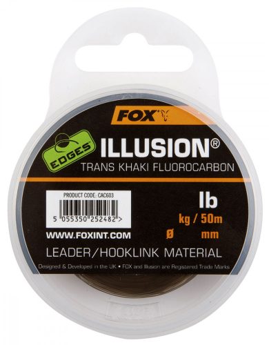 EDGES Illusion flurocarbon leader x 50m 0.50mm / 30lbs / 13.64kgs trans khaki